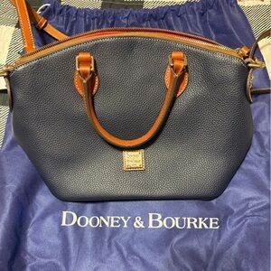 Dooney & Bourke Midnight Blue and Caramel Leather Satchel